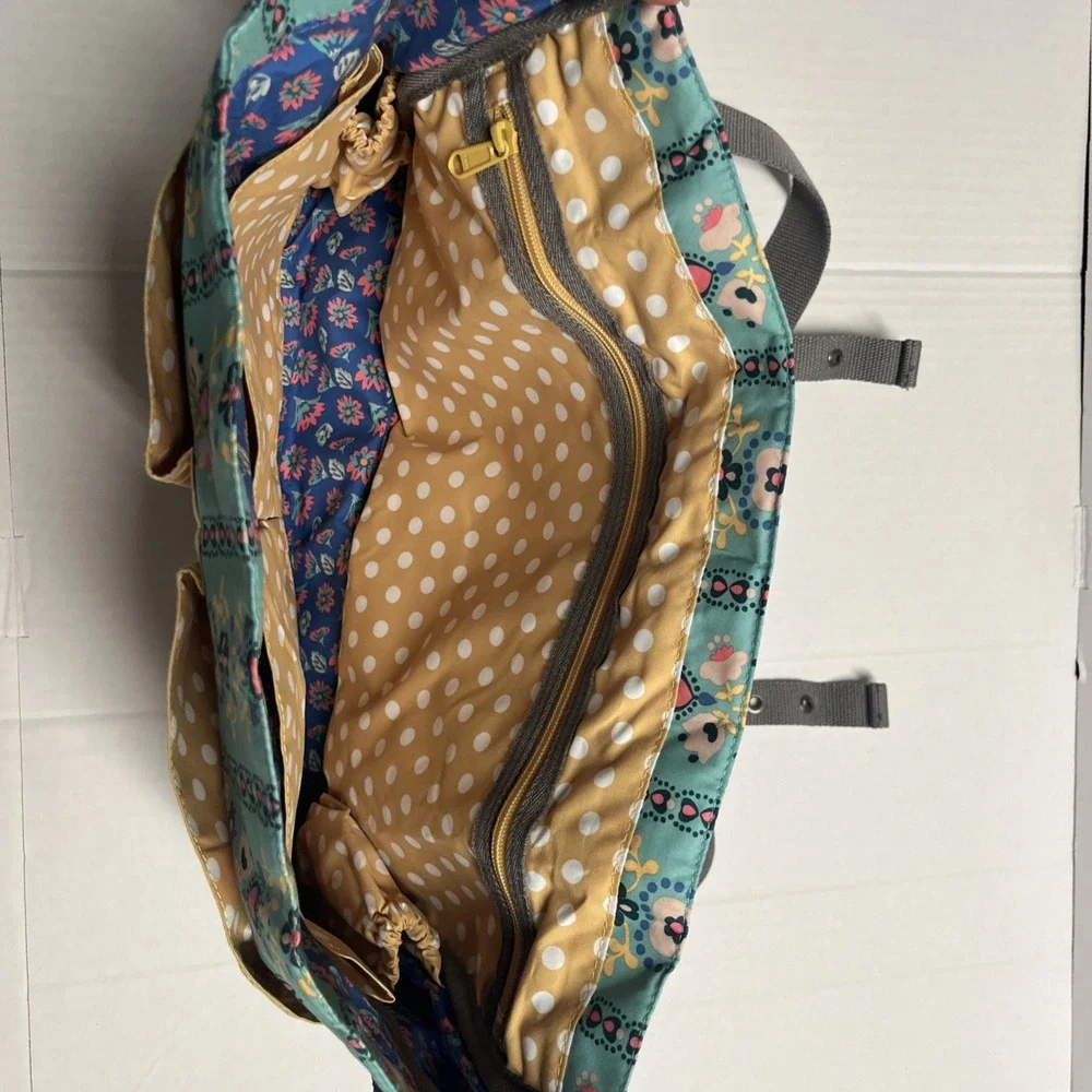 Matilda Jane Folklore Messenger Bag Teal Floral Yellow Polka Dot Diaper Tote Bag